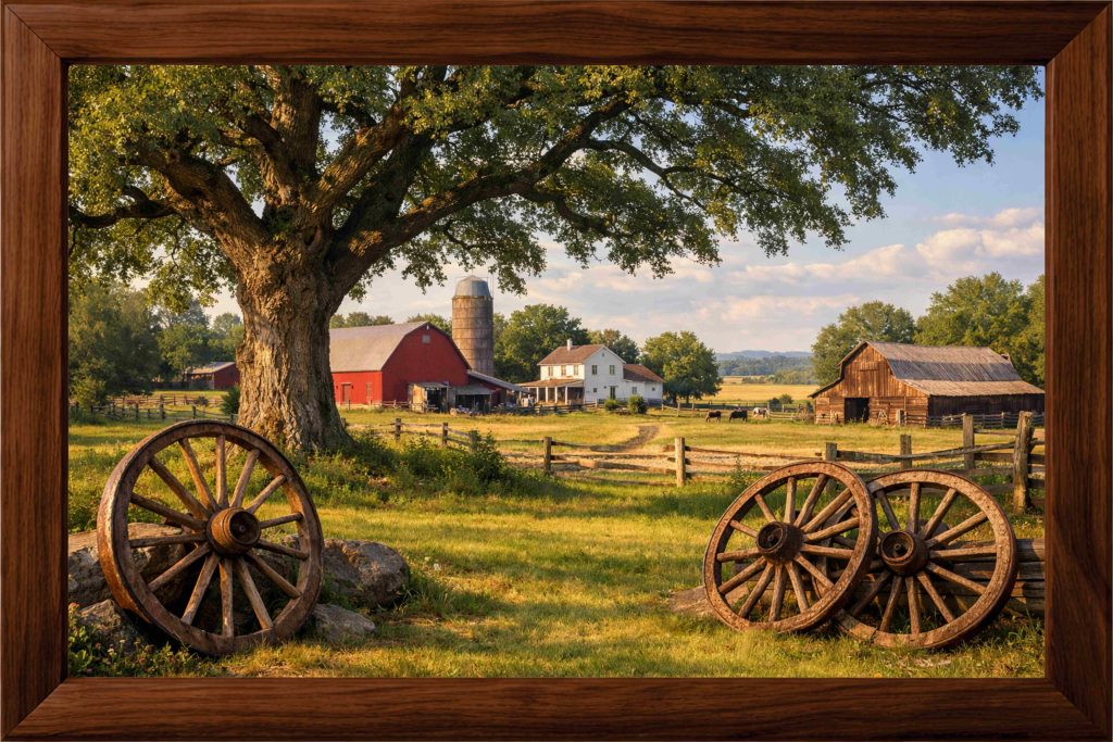 Farm-Oak-Wagon_Wheels - Walnut Frame